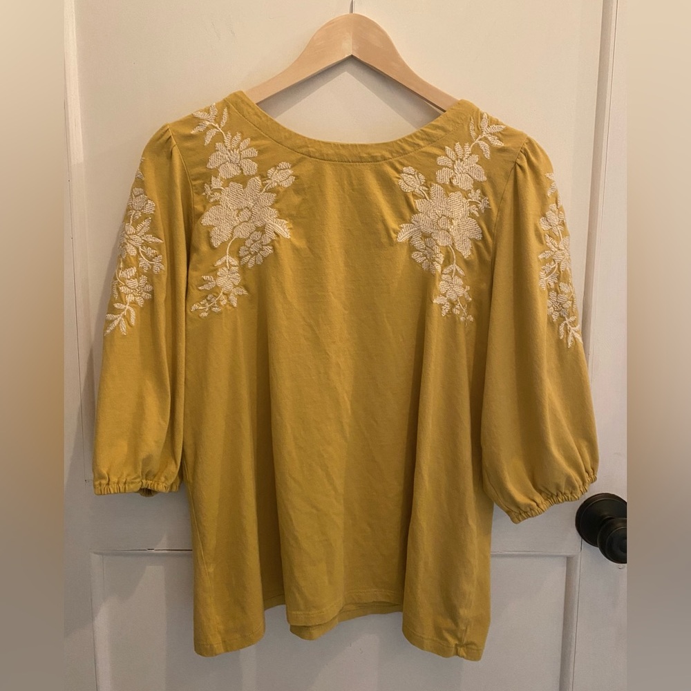J. Jill Gold Color Embroidered Top